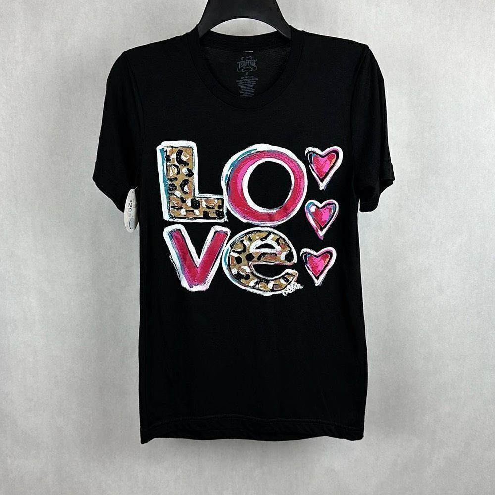 NWT LOVE Tshirt Sz XS Texas True Threads Short Sleeve Crew Neck Hearts Girls